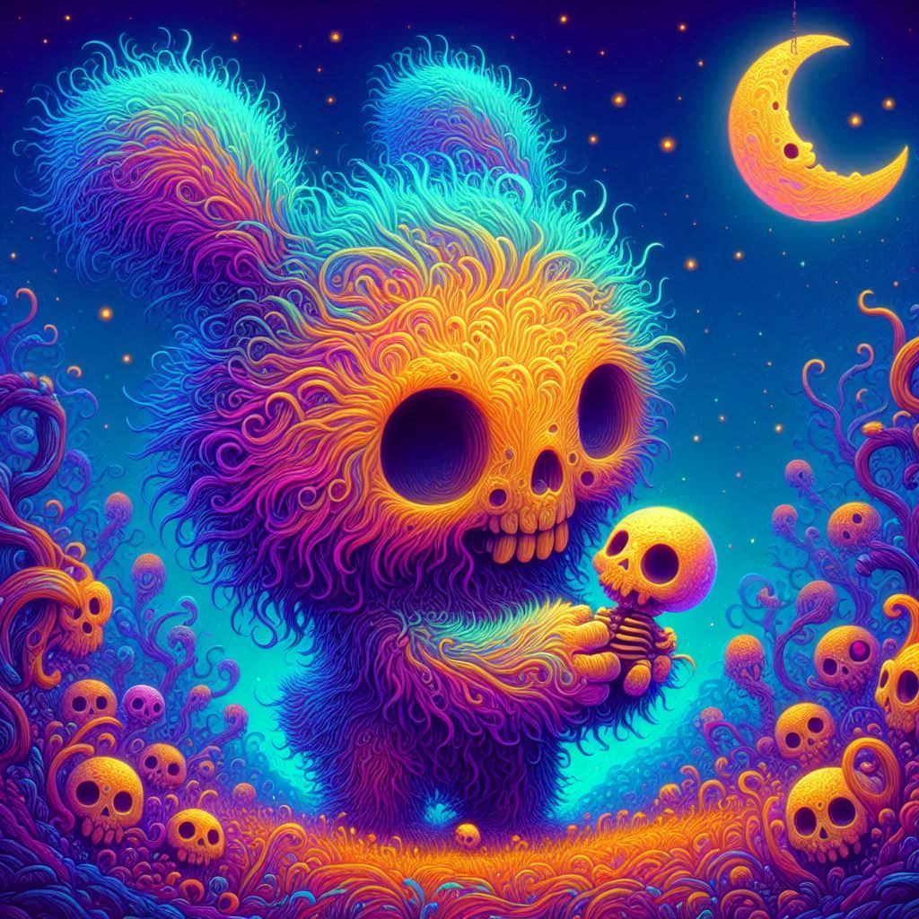 Surreal Algorithmic Visual Art of Skeletal Bunny