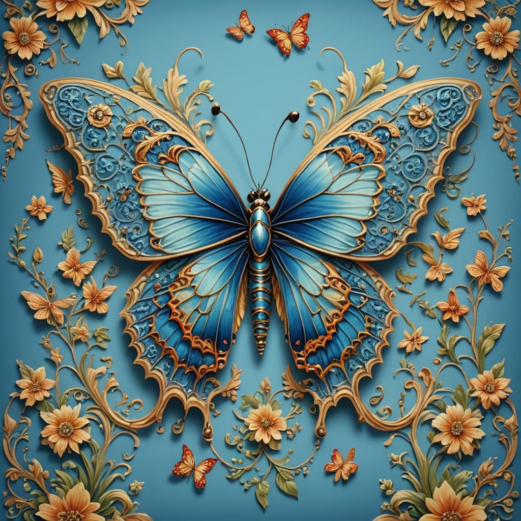 Beautiful Blue Butterfly  by @Chikiwi Creations