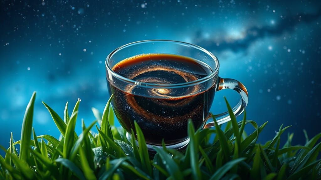 Surreal Coffee Cup Galaxy in Space, Ethereal Art