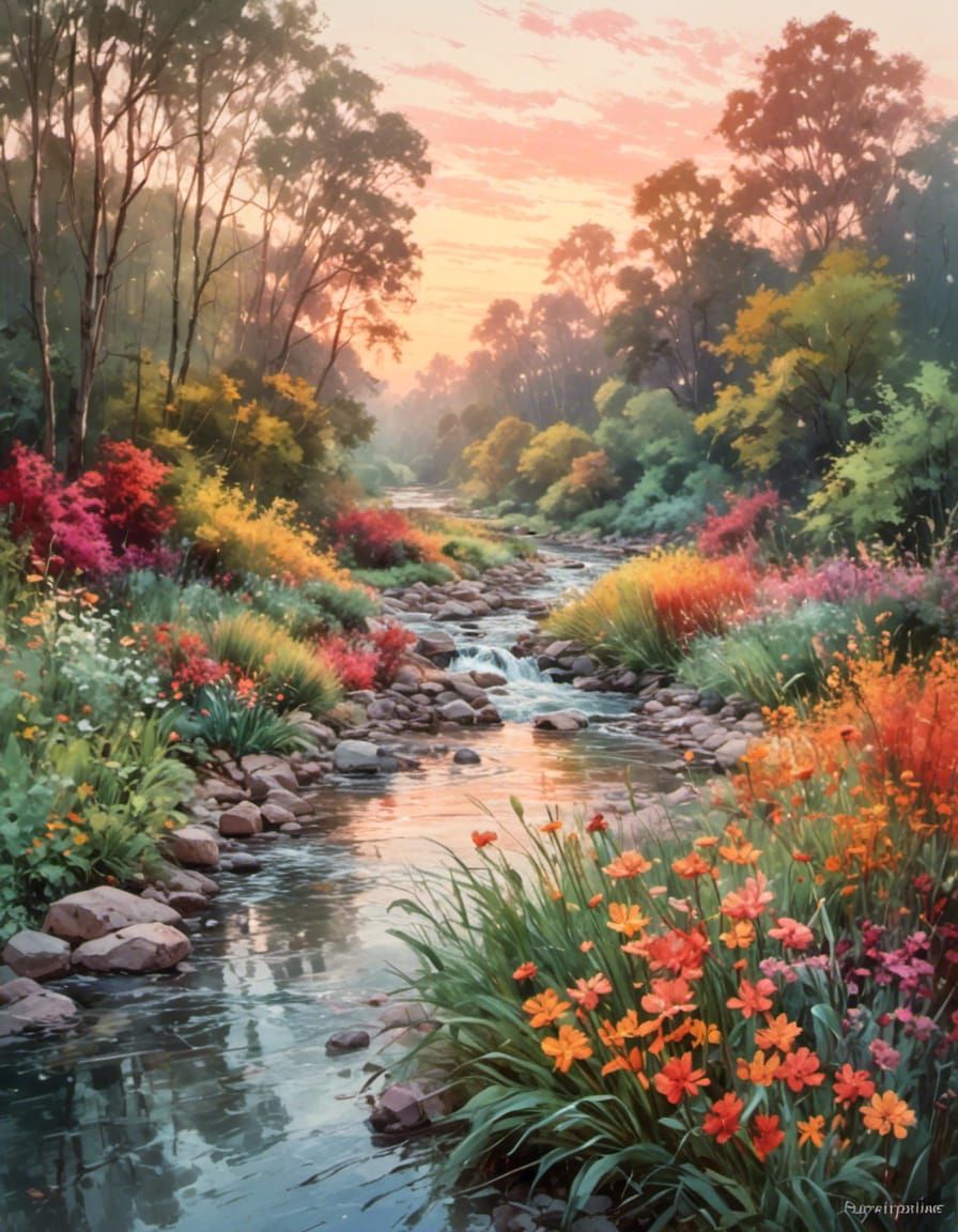 sunrise river landscape