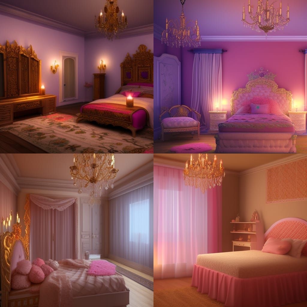 Princess bedroom with lots of candles