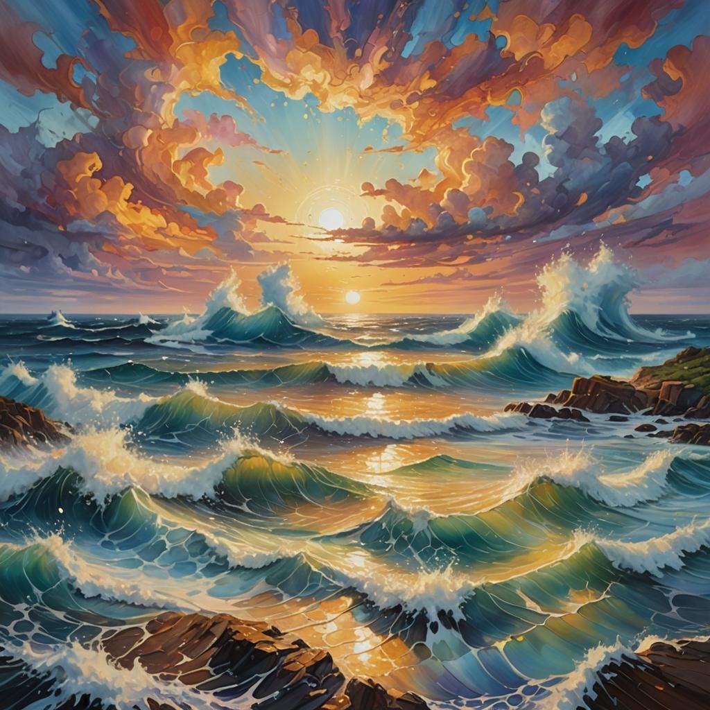 Surreal Sea of Tears: Mystical Island Oil Painting