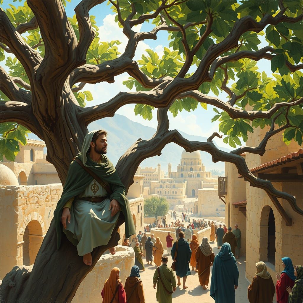  Zacchaeus in the tree.  Luke 19:1-4    by @Art Bug