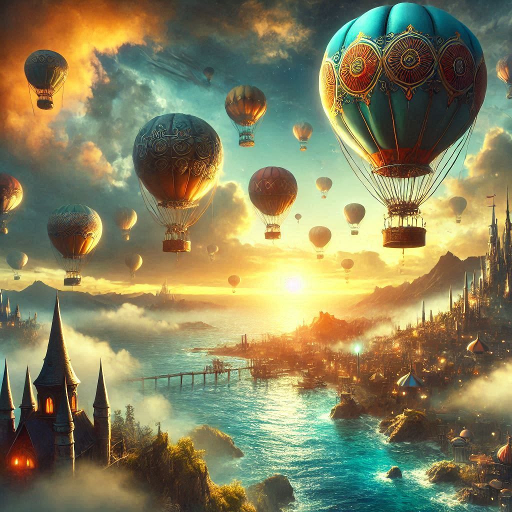 Hot air balloons in sky