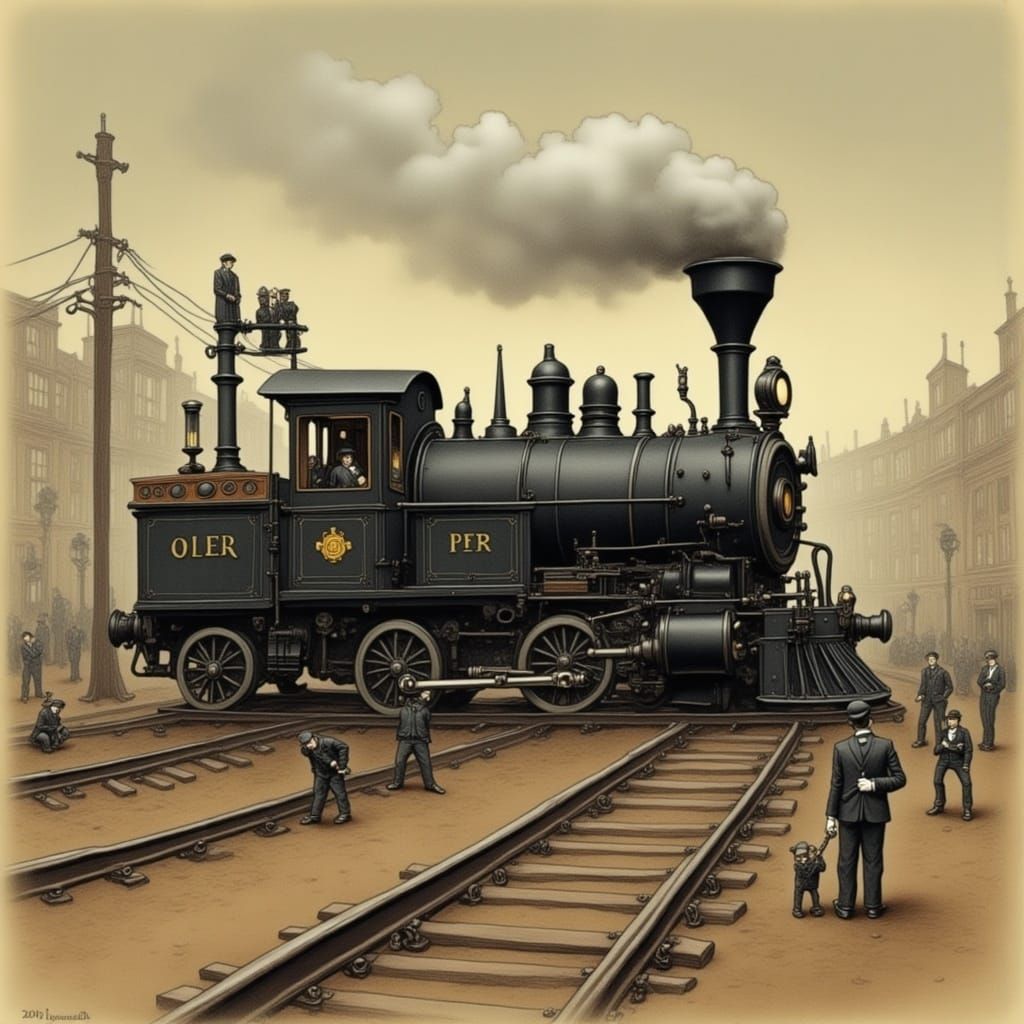 <lora:NIGHTMARE ENGINE:1.0> The Trainyard 