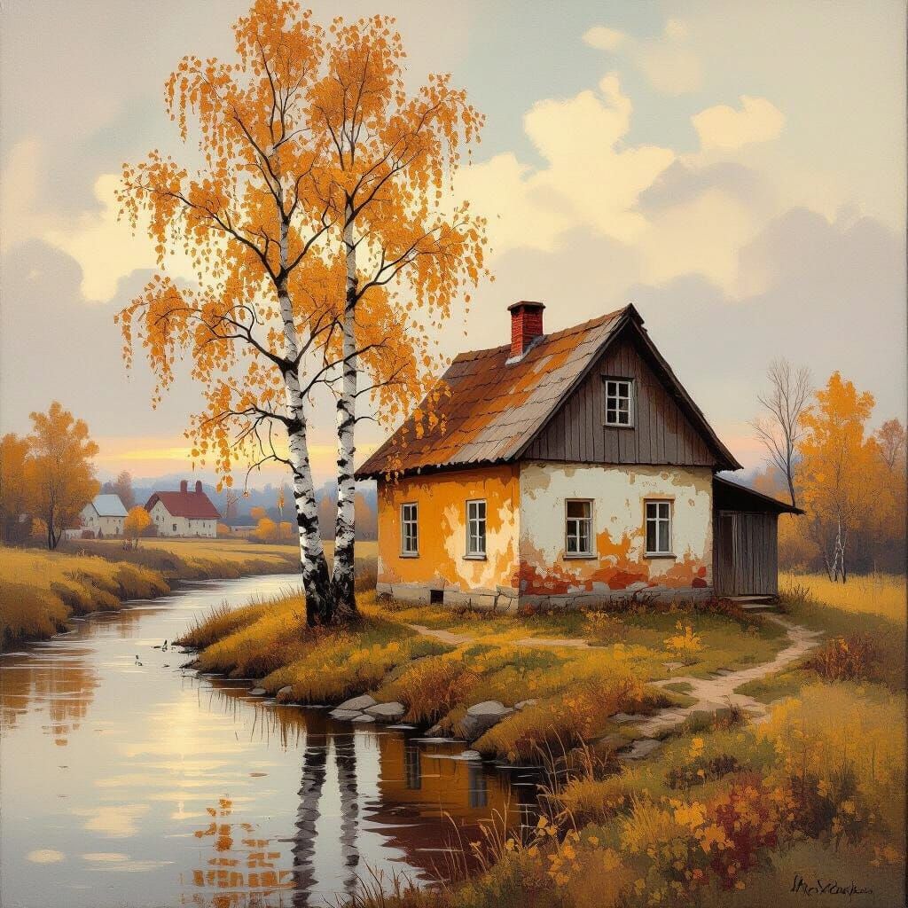 4 


An intricate winter village scene carved into a delicate brown autumn leaf, macro photography with fantasy elements. The leaf's natural... - Start Image 2