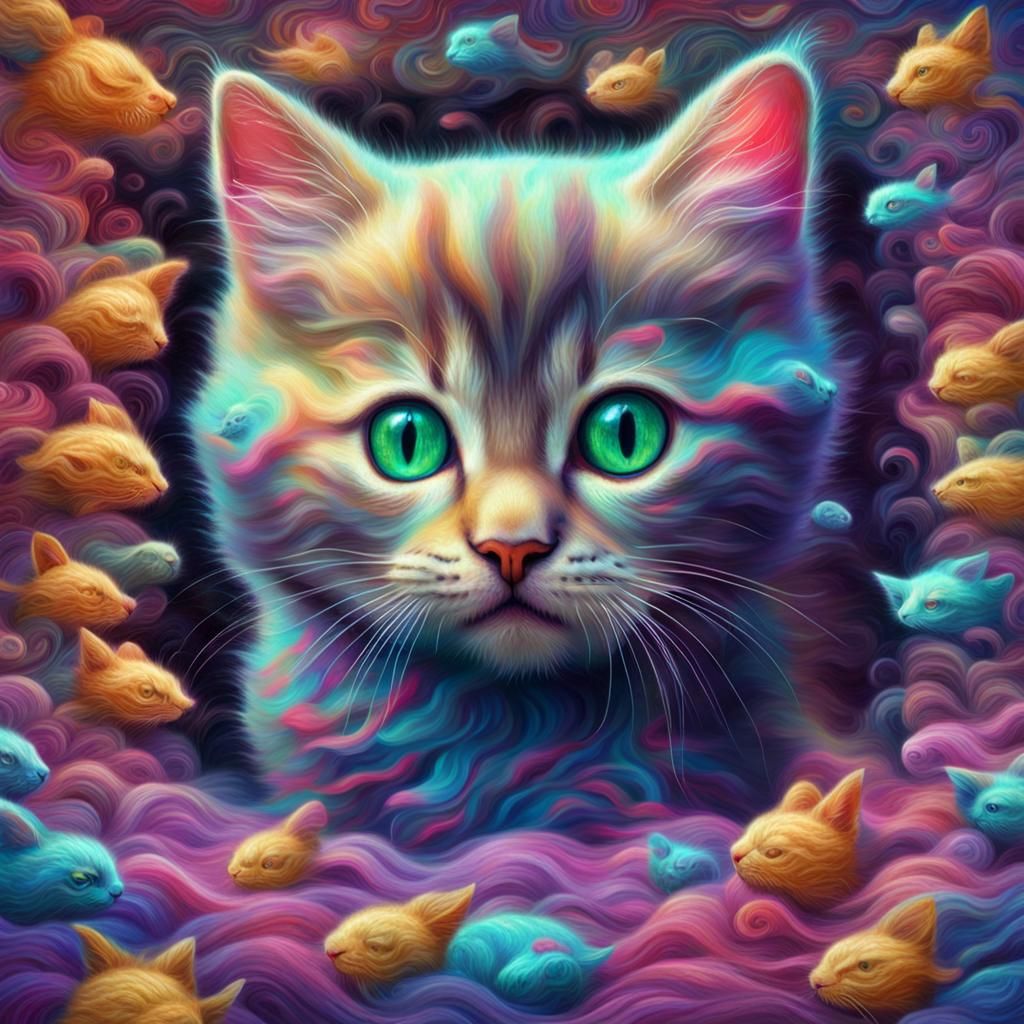 Surreal kitten portrait