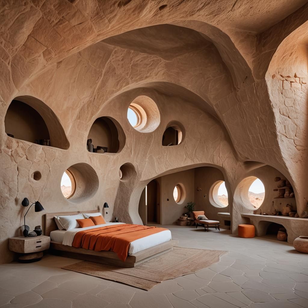 Desert Cave Bedroom with Natural Lighting