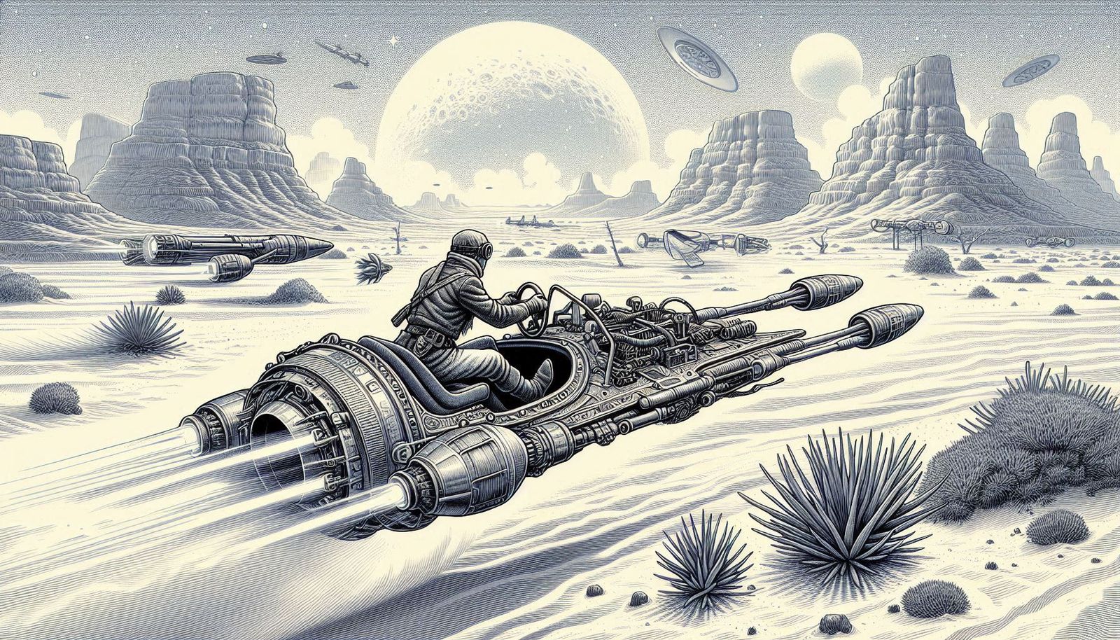 Speeder on Alien Desert Planet