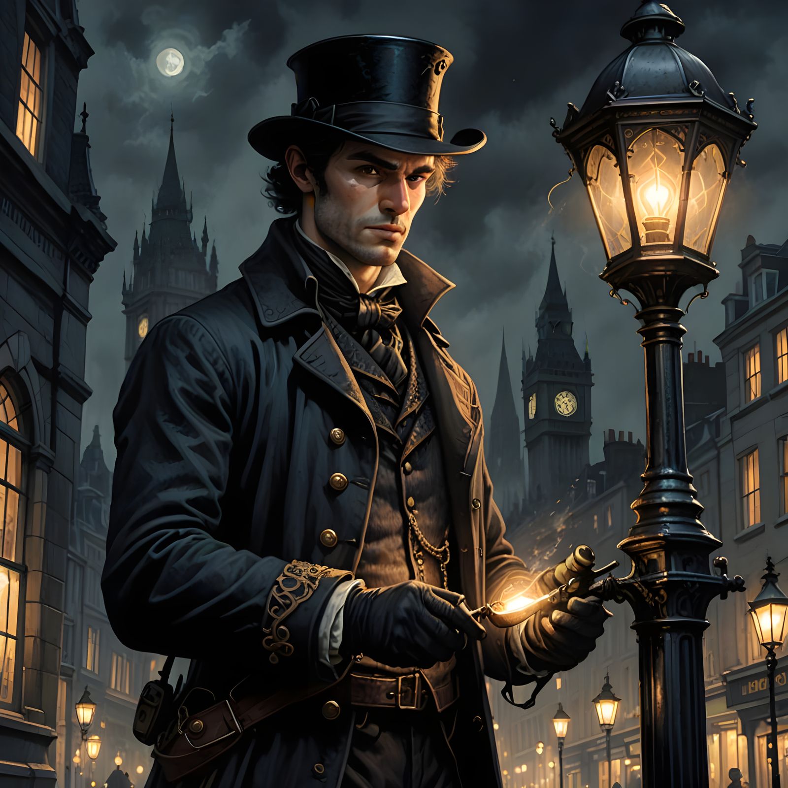 London Lantern Lighter in the 1800s 2  by @GrizzMum