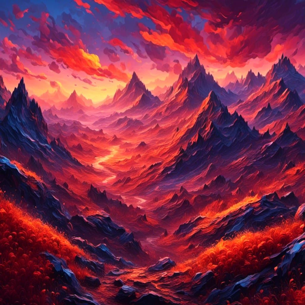 <lora:ThickPaint:1.3> sunrise over a mountain