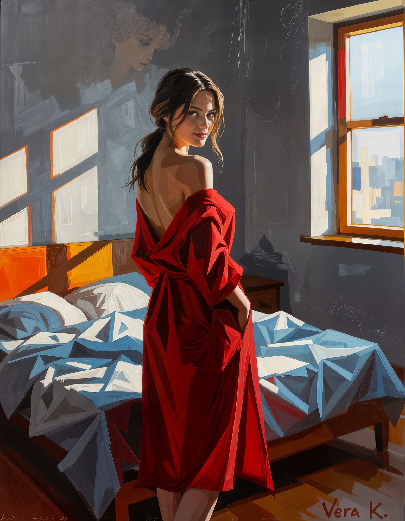 painted on a textured canvas, with powdery, muted autumn colors.... - Start Image 1