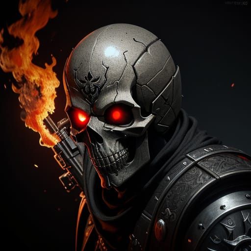 Skull Shooting Bullets with Intricate Engraving