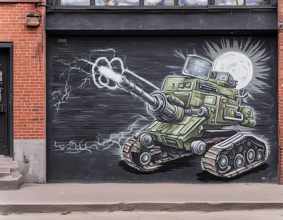 Metal Slug, Chalk Art on the side of a building