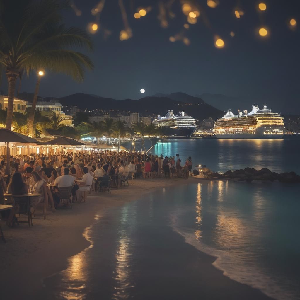 Beautiful paradise nice beach and and beautiful night city w...