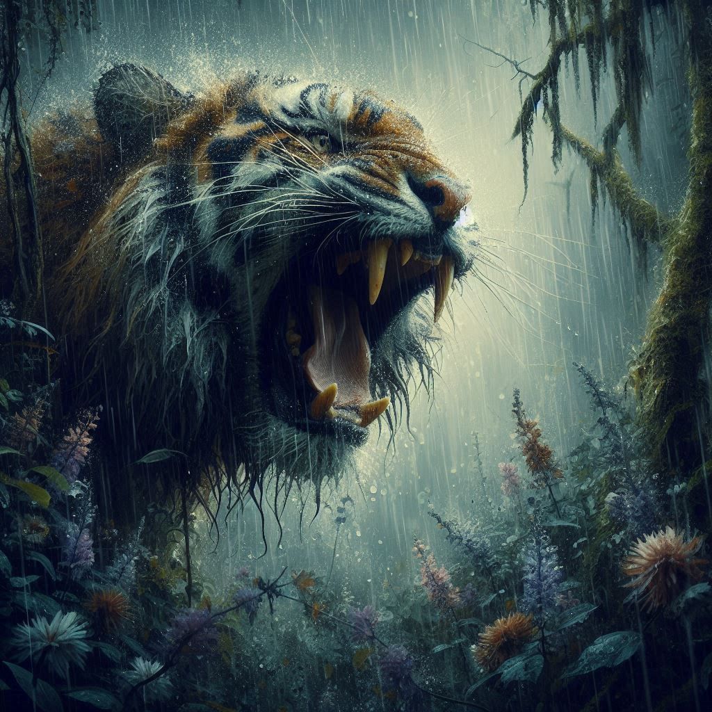 Roaring tiger