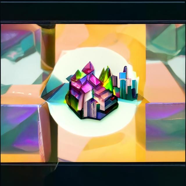 Isometric crystalline cityscape