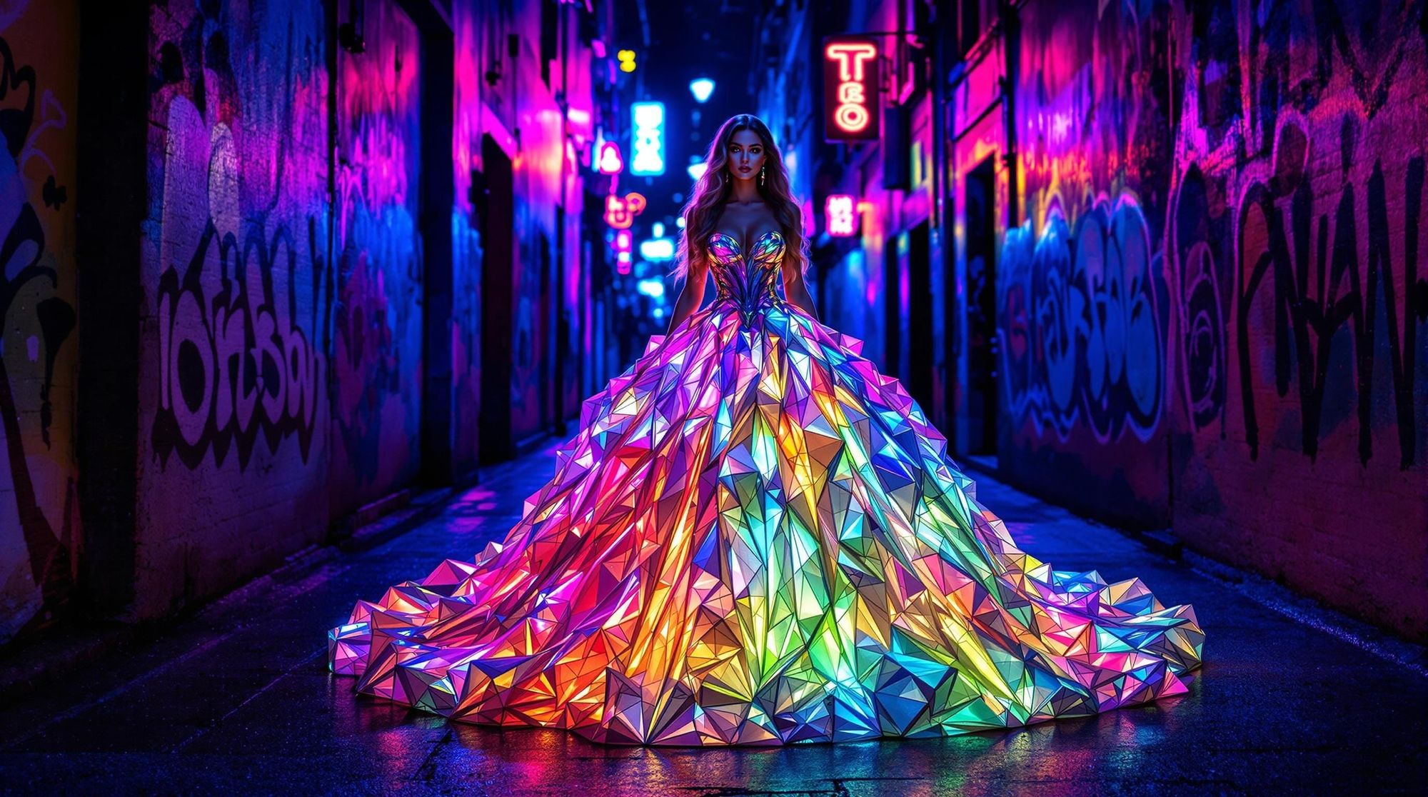 Rainbow Glow Dream Gown