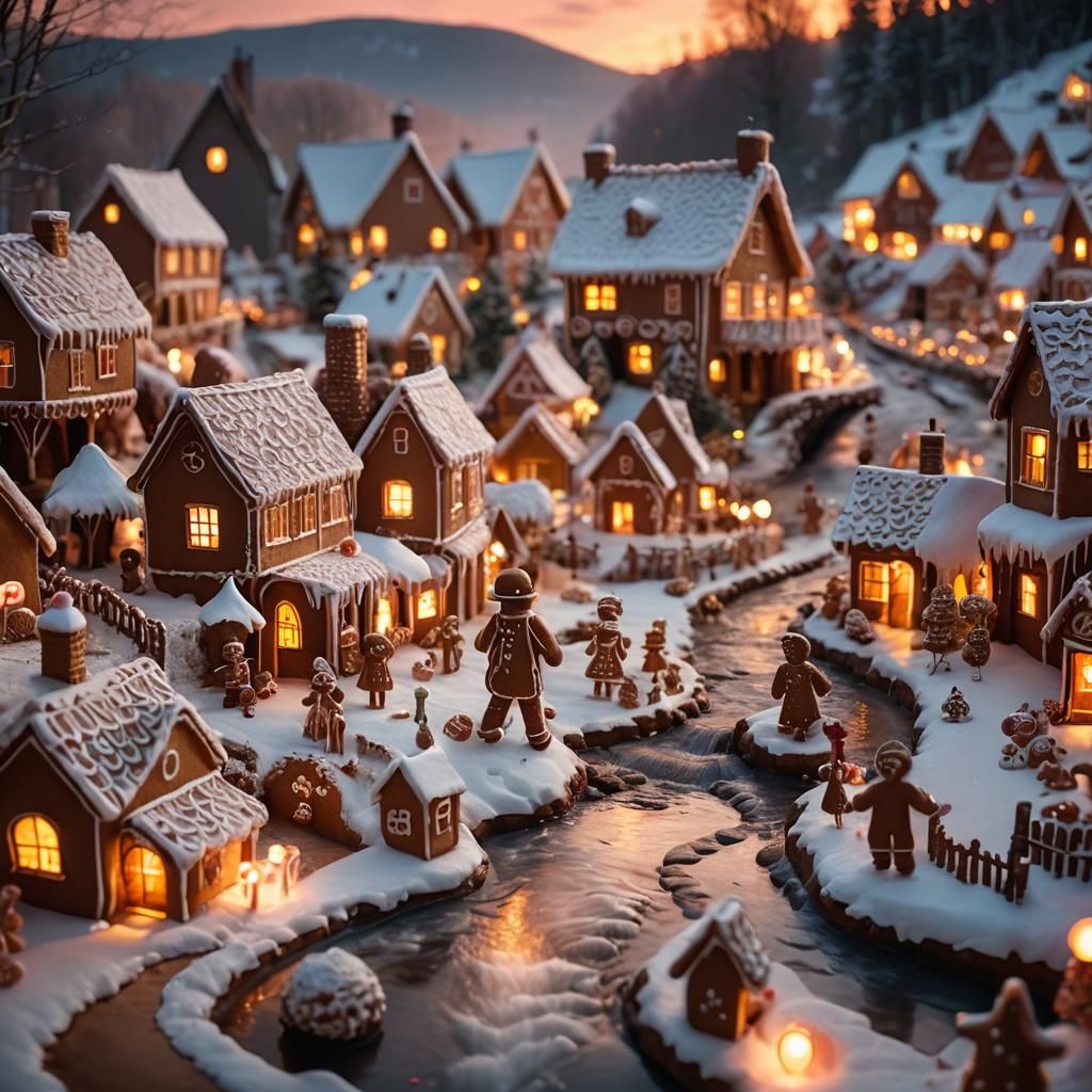Gingerbread Ville at sunset  by @Clive