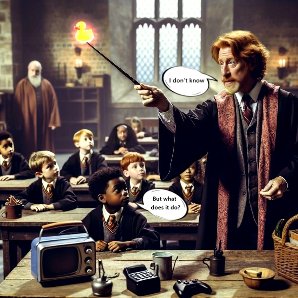 Arthur Weasley teaching Muggle Studies