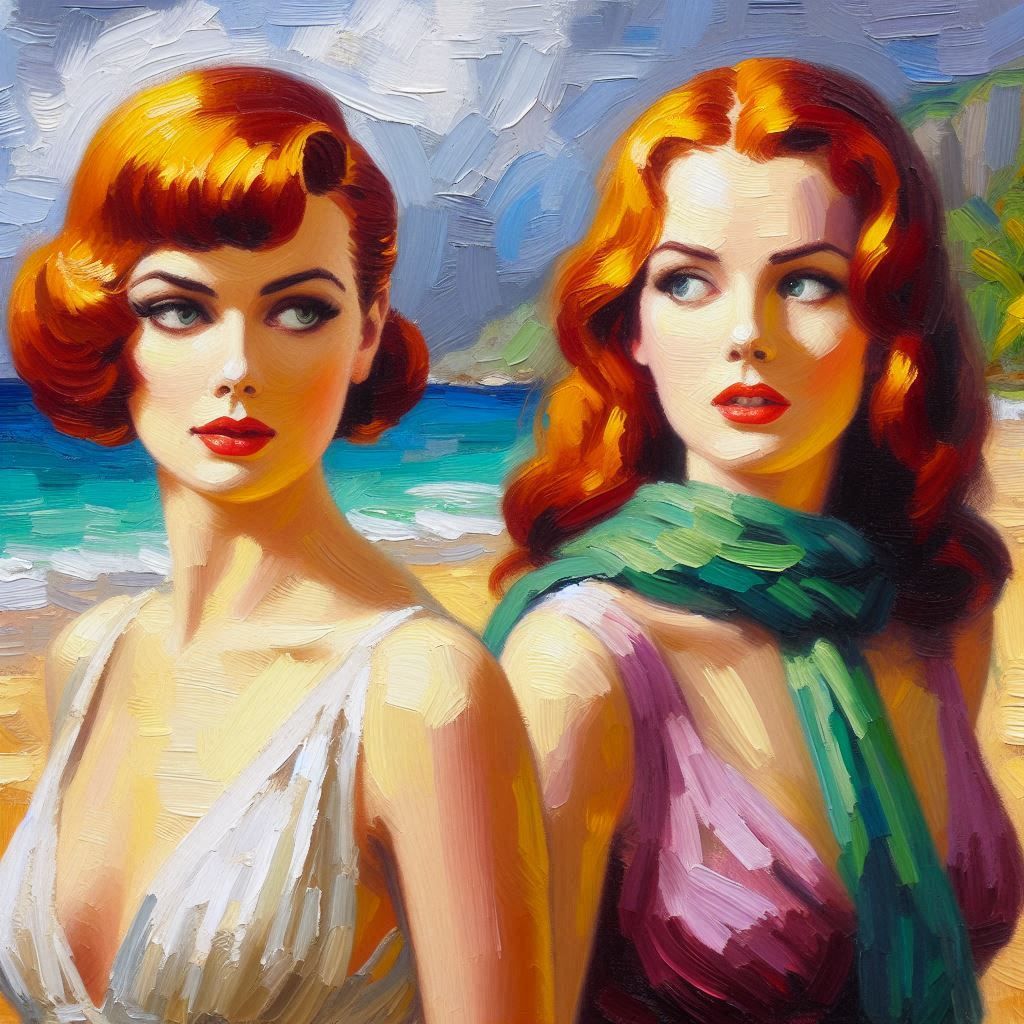 "Ginger and Daphne" Impasto Portrait