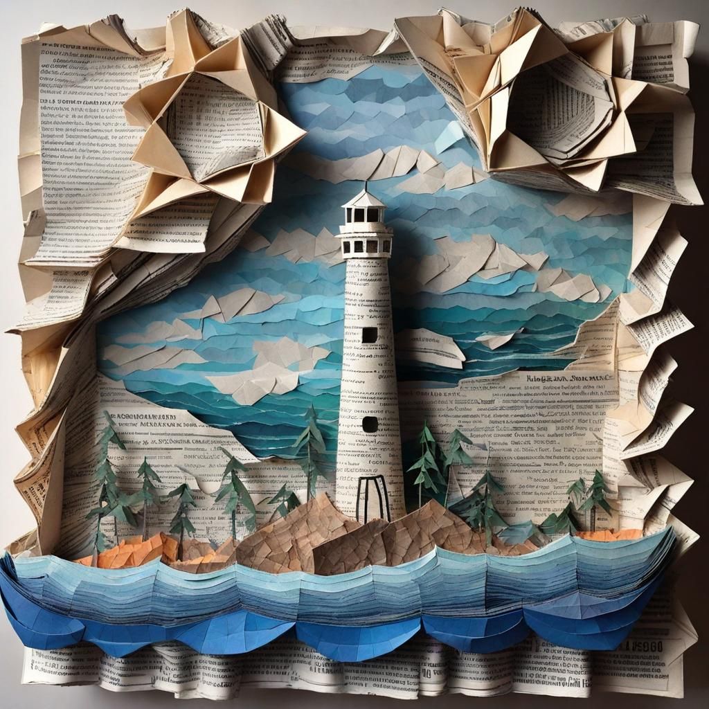 Artwork made out of old newspapers   by @Ursula