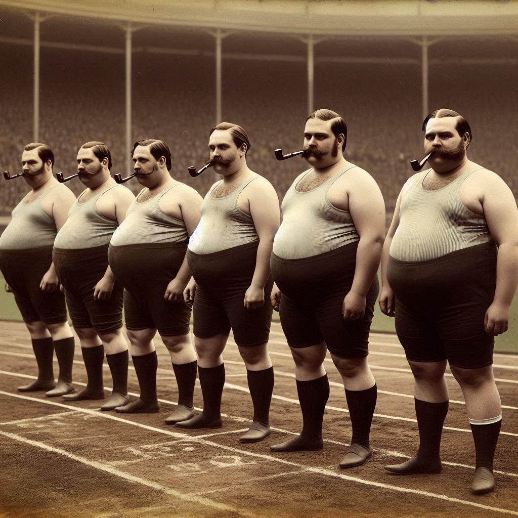 The multinational participants readying  themselves for the 1896 Olympic 100 yard dash!