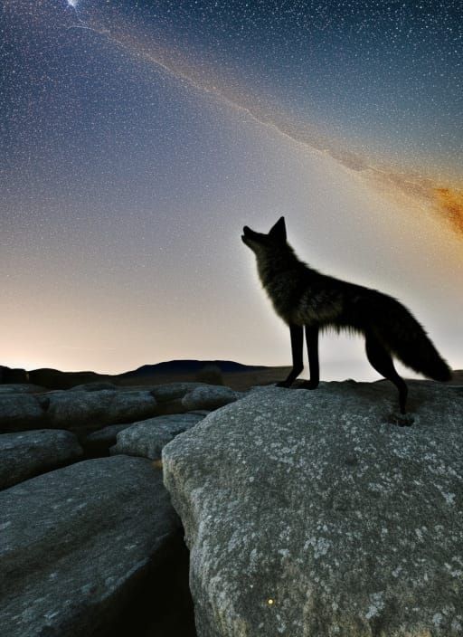 night sky full of stars, wide open night sky in Texas, coyot...