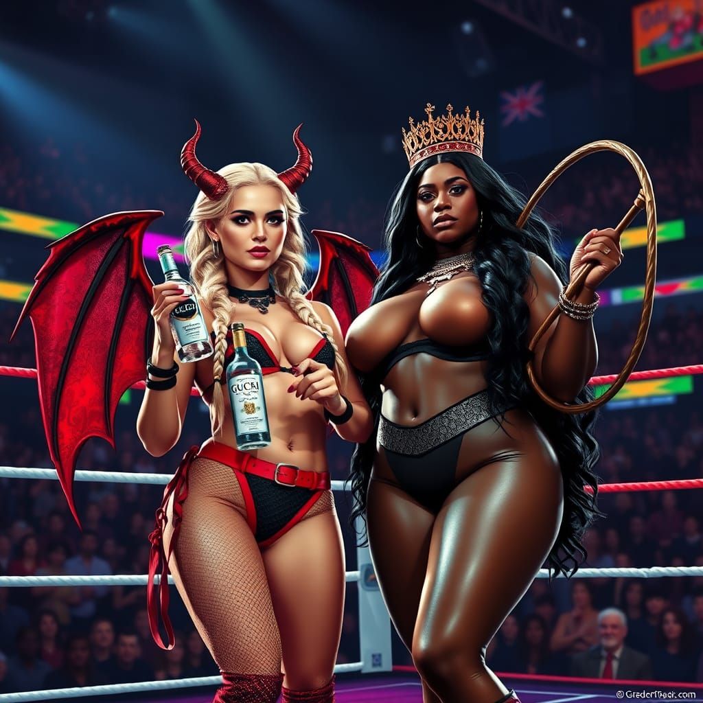 Stunning temptress beautiful blonde braids devil horns and w...