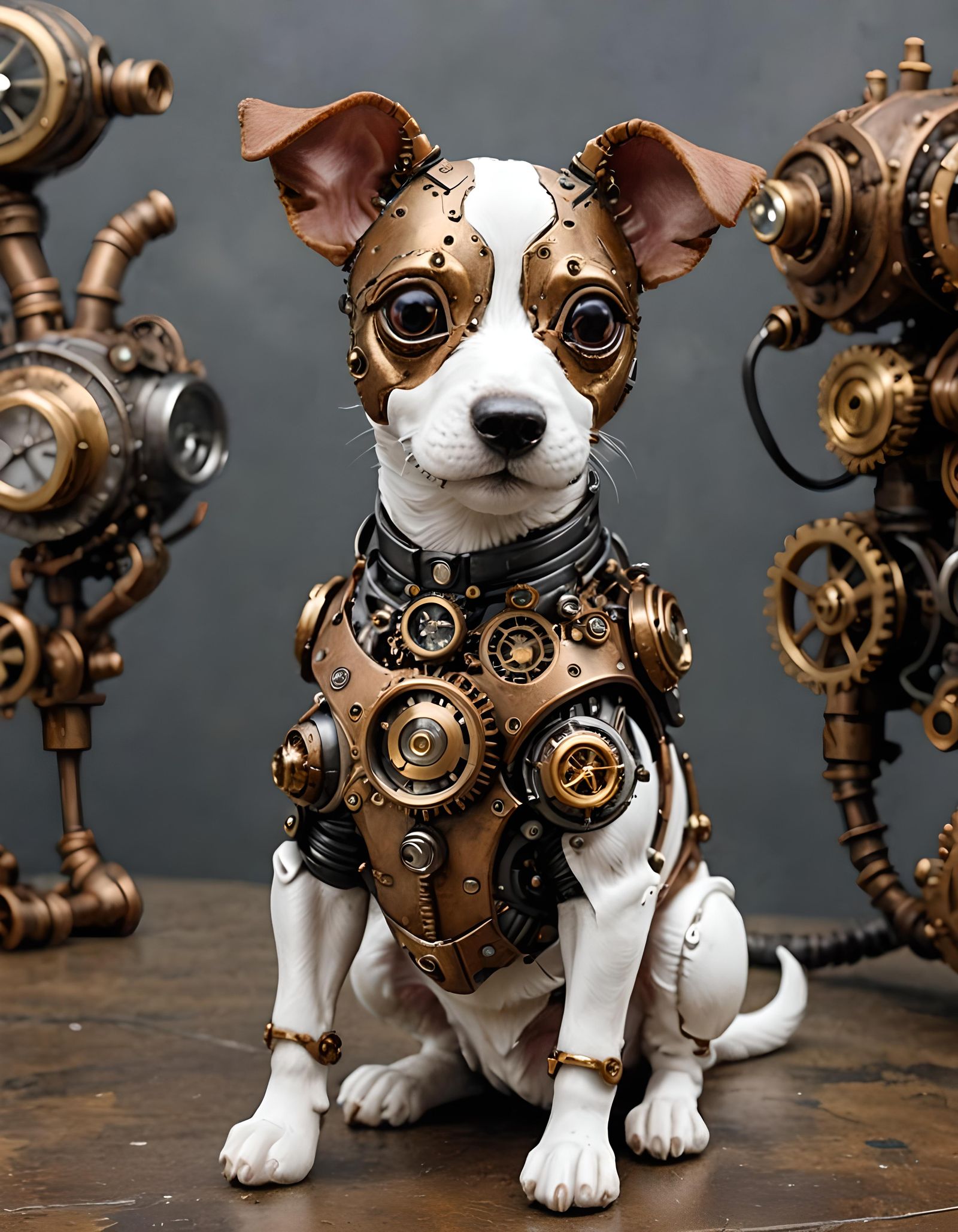 Steampunk Jack Russell terrier ready for your command.  by @Kernowek