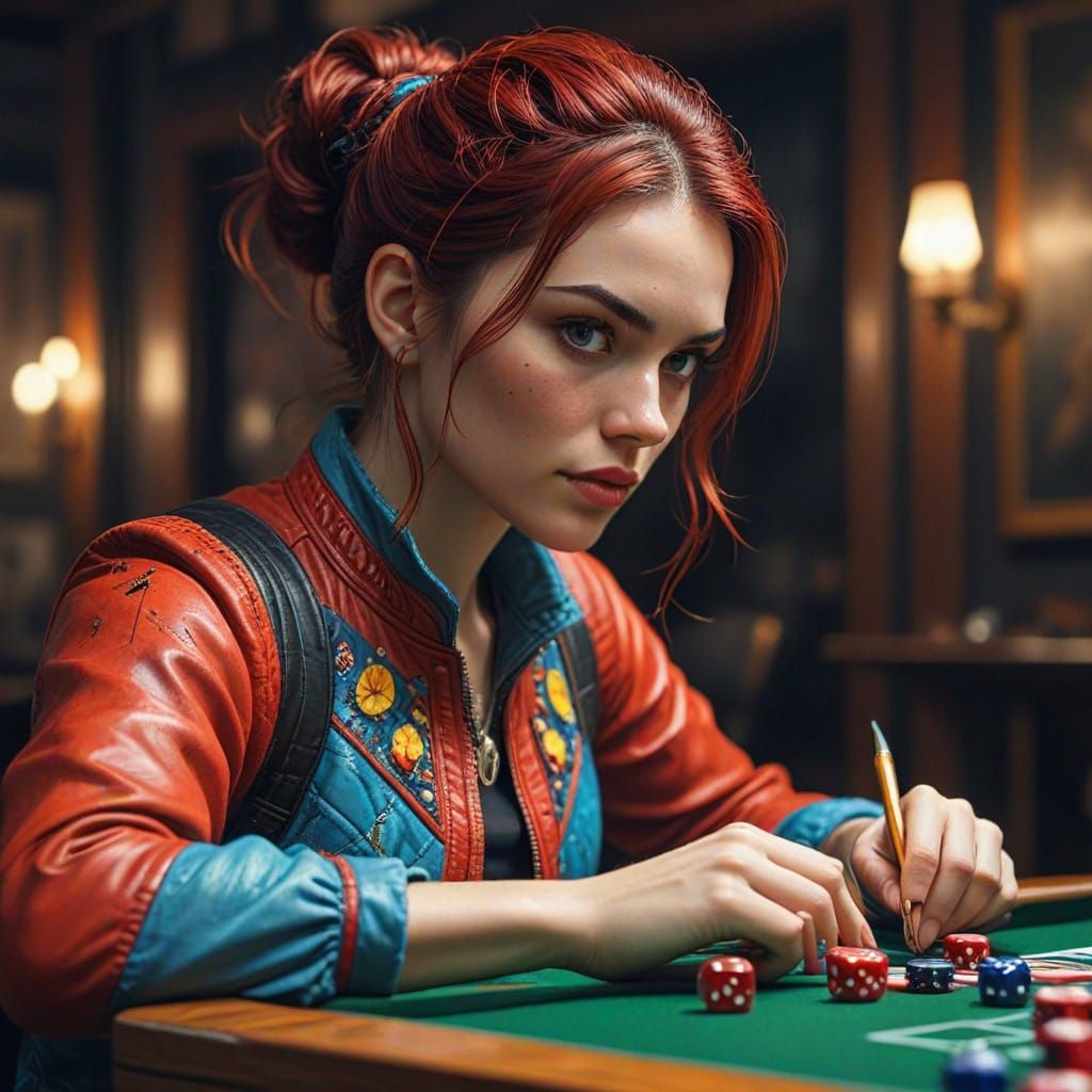 Vibrant Casino Night in a Futuristic Art Studio