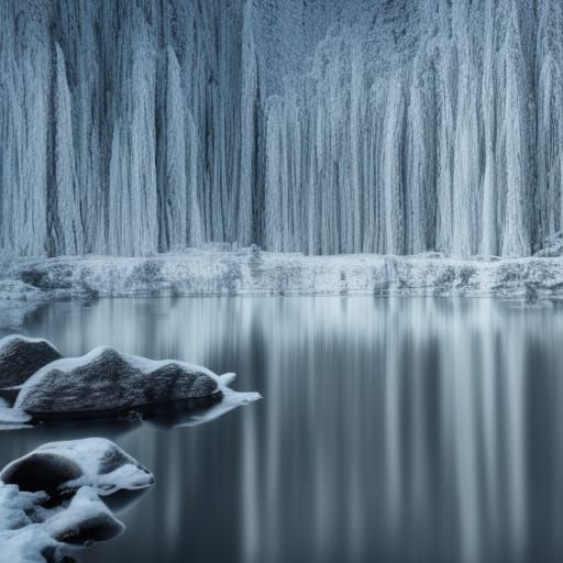 Giant Clock in Frozen Lake: Digital Matte Painting