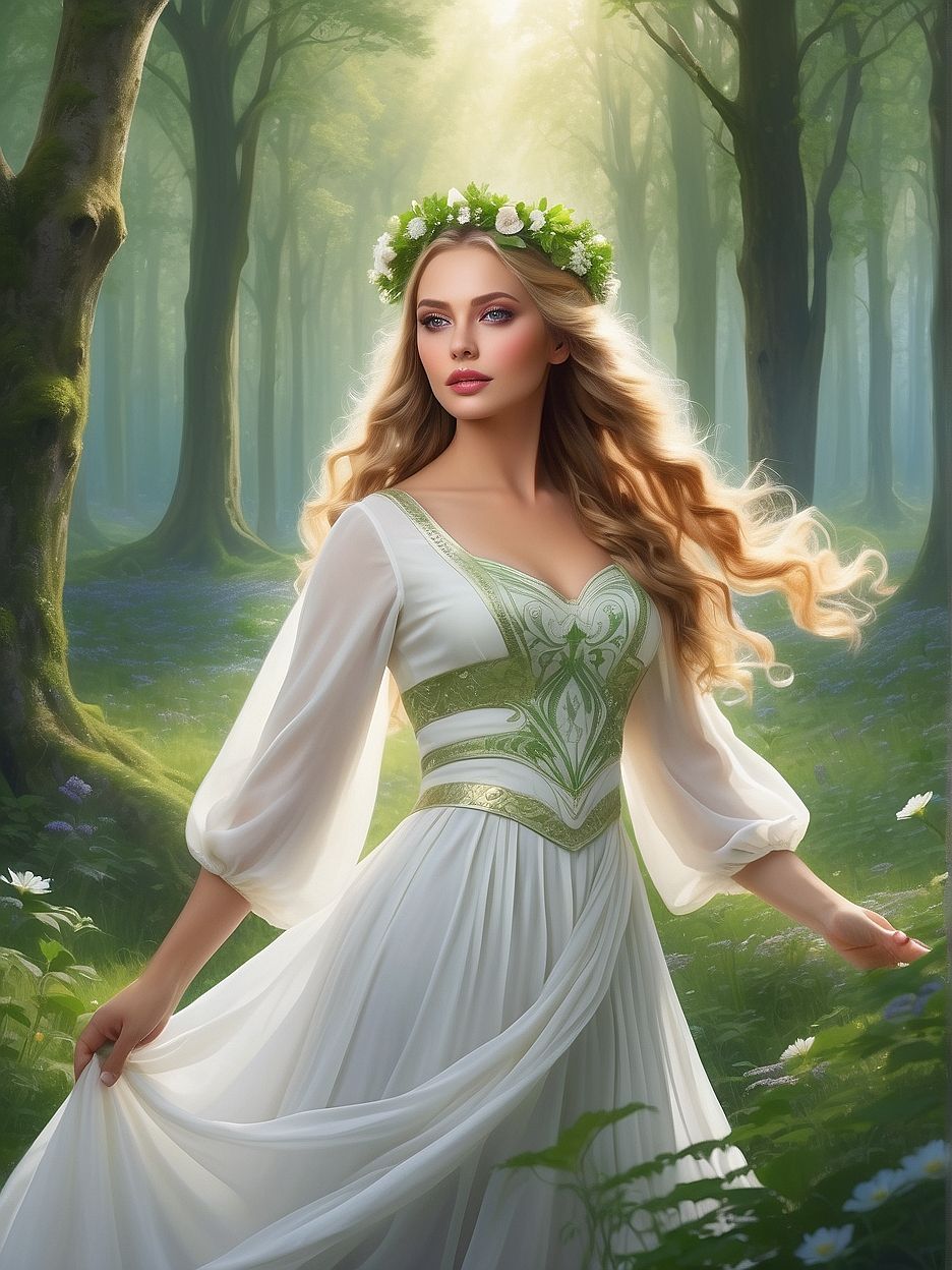 Celtic priestess celebrating spring - AI Generated Artwork - NightCafe ...