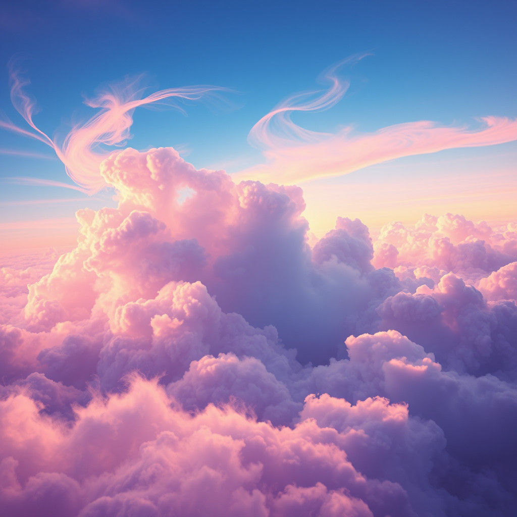 Ethereal Clouds in a Brilliant Blue-Purple Sky