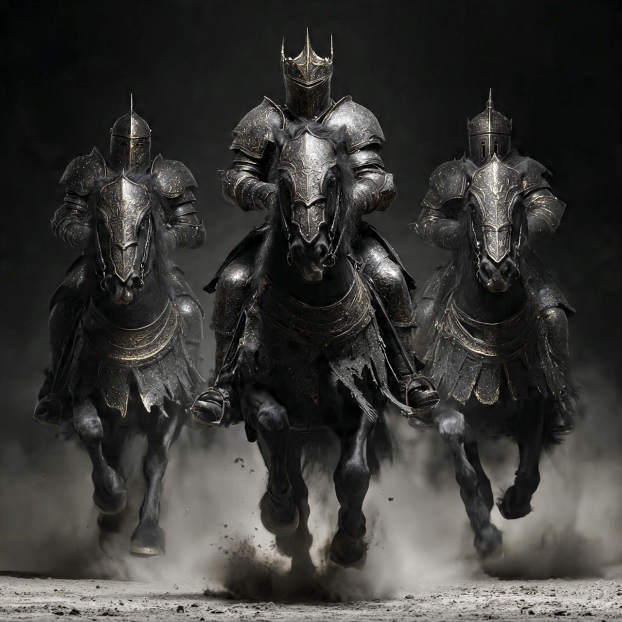 3 Knights Riding Abreast, click to view whole art if cropped