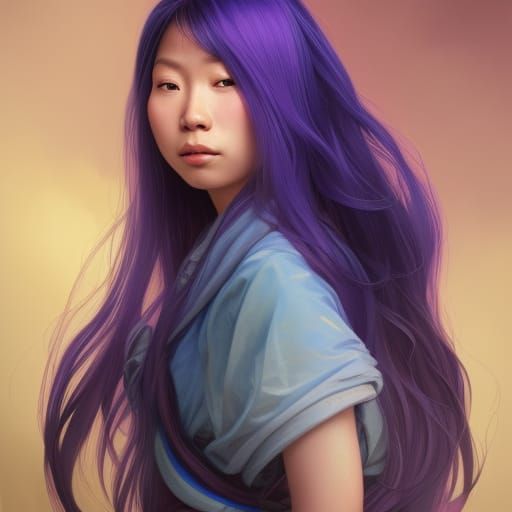 Awkwafina As ancient Southeast Asia girl wirh purple blue ha...