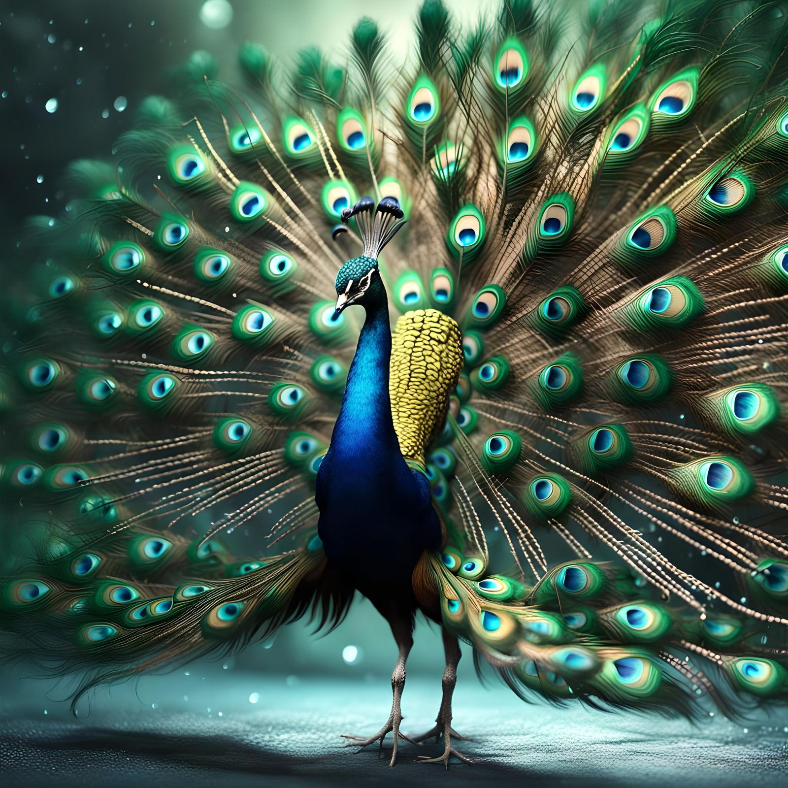 A dancing peacock.