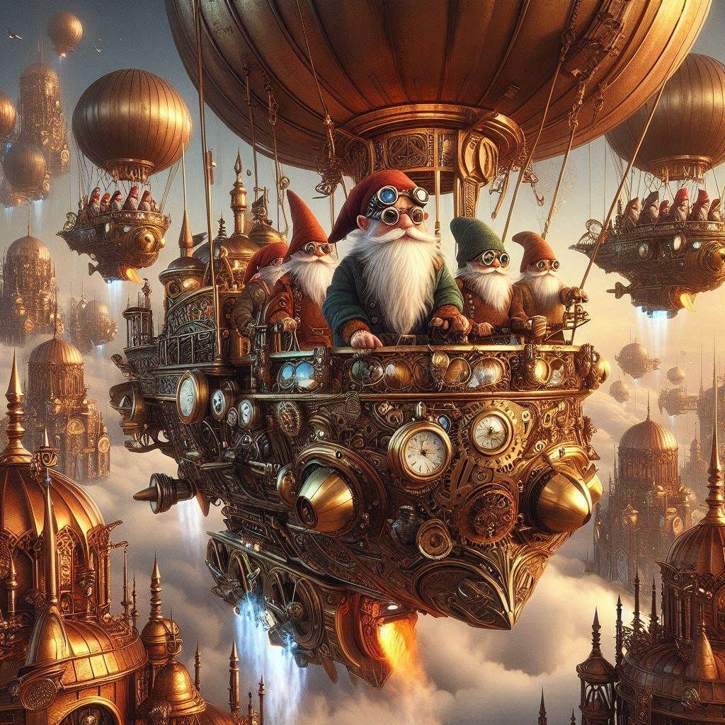 Steampunk Gnomes in a Steampunk airship