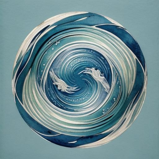 Dragon and Fish Watercolor in Japanese Style