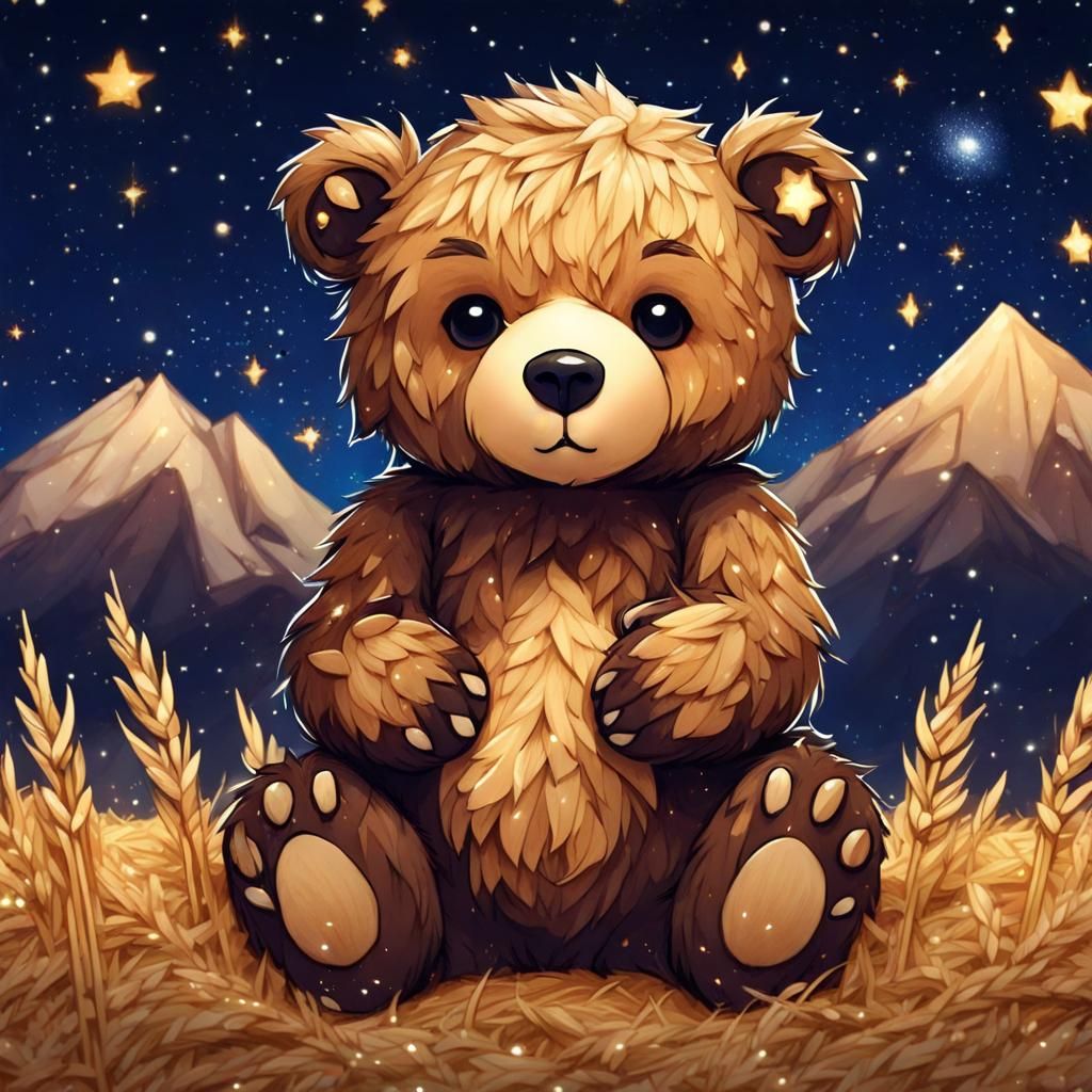 Portrait of an bear on starry night