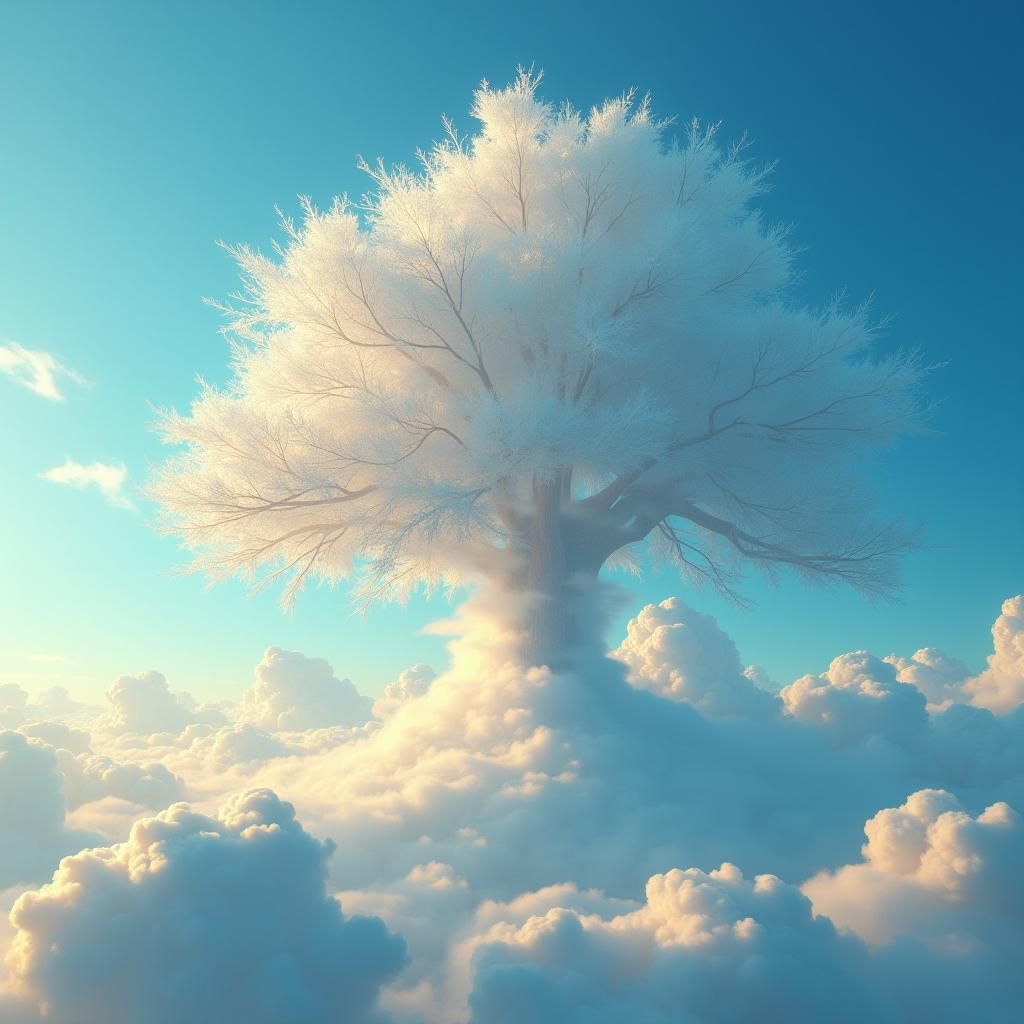 Blue sky with sunlight and few clouds and in the background ...