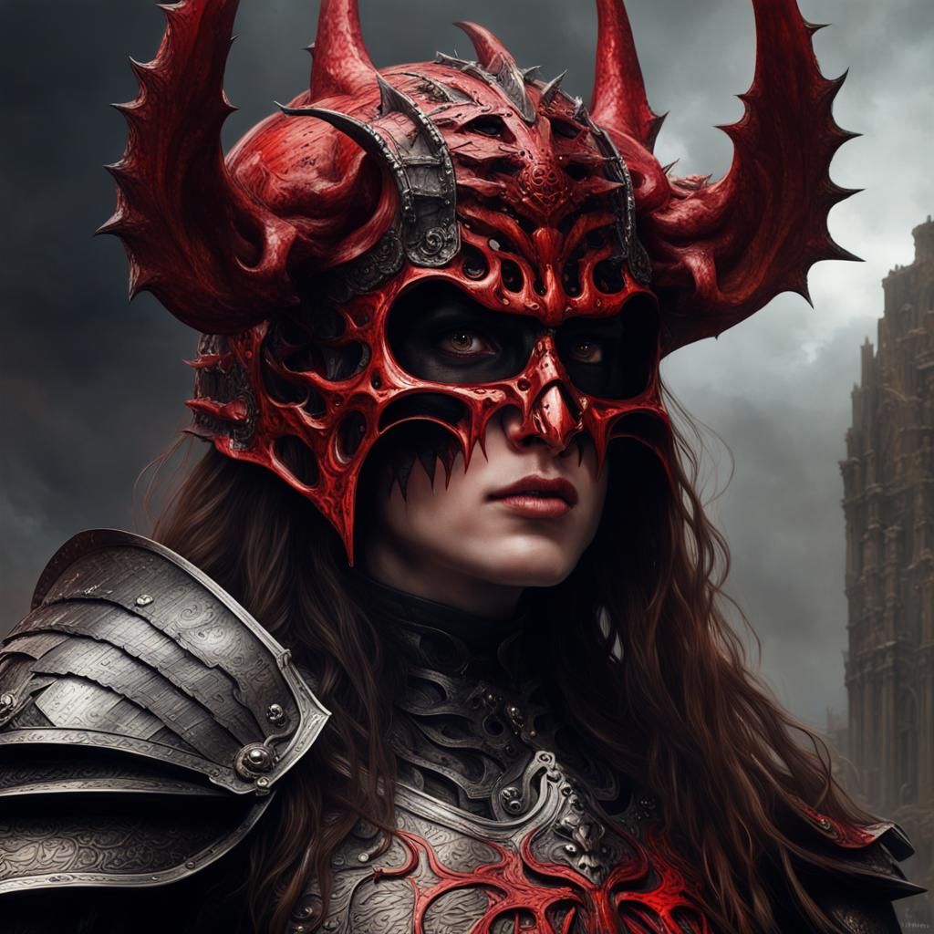 a beautiful Katherine Langford demon Knight with meticulous detailed ...