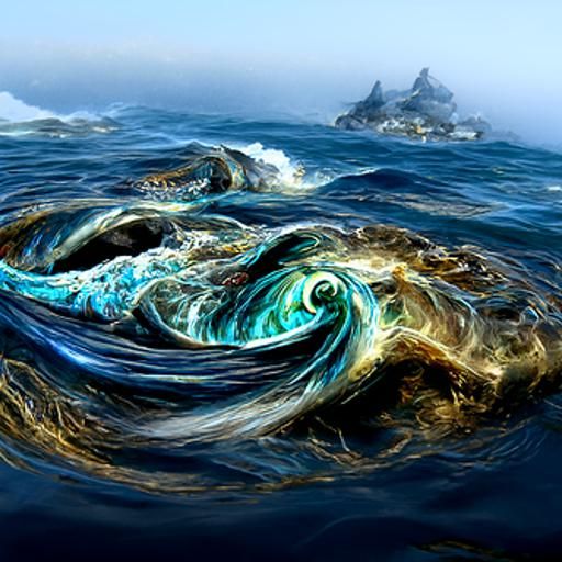 Beautiful realistic ocean maelstrom digital art