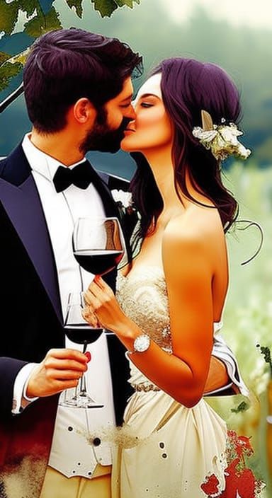 Epic Poster Art Couple In Love Toasting Wine Glasses At A Vineyard   OBMcBQU0KS6iRrdzNOyo  4  Brk1y 