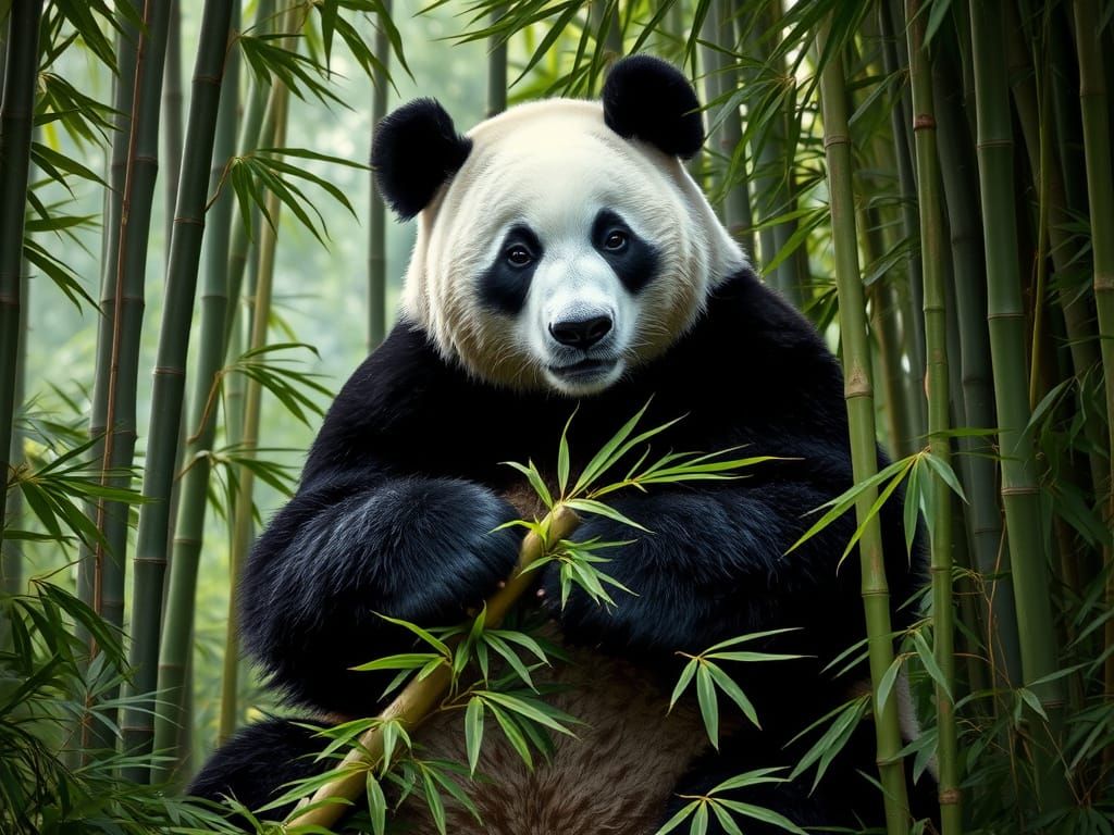 Panda and Bamboo  by @Roaring_Dame