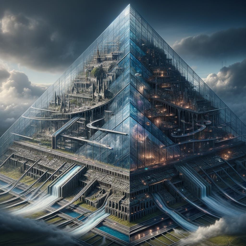 Ethereal Glass Pyramid Connects Futuristic Realms ... - AI Art