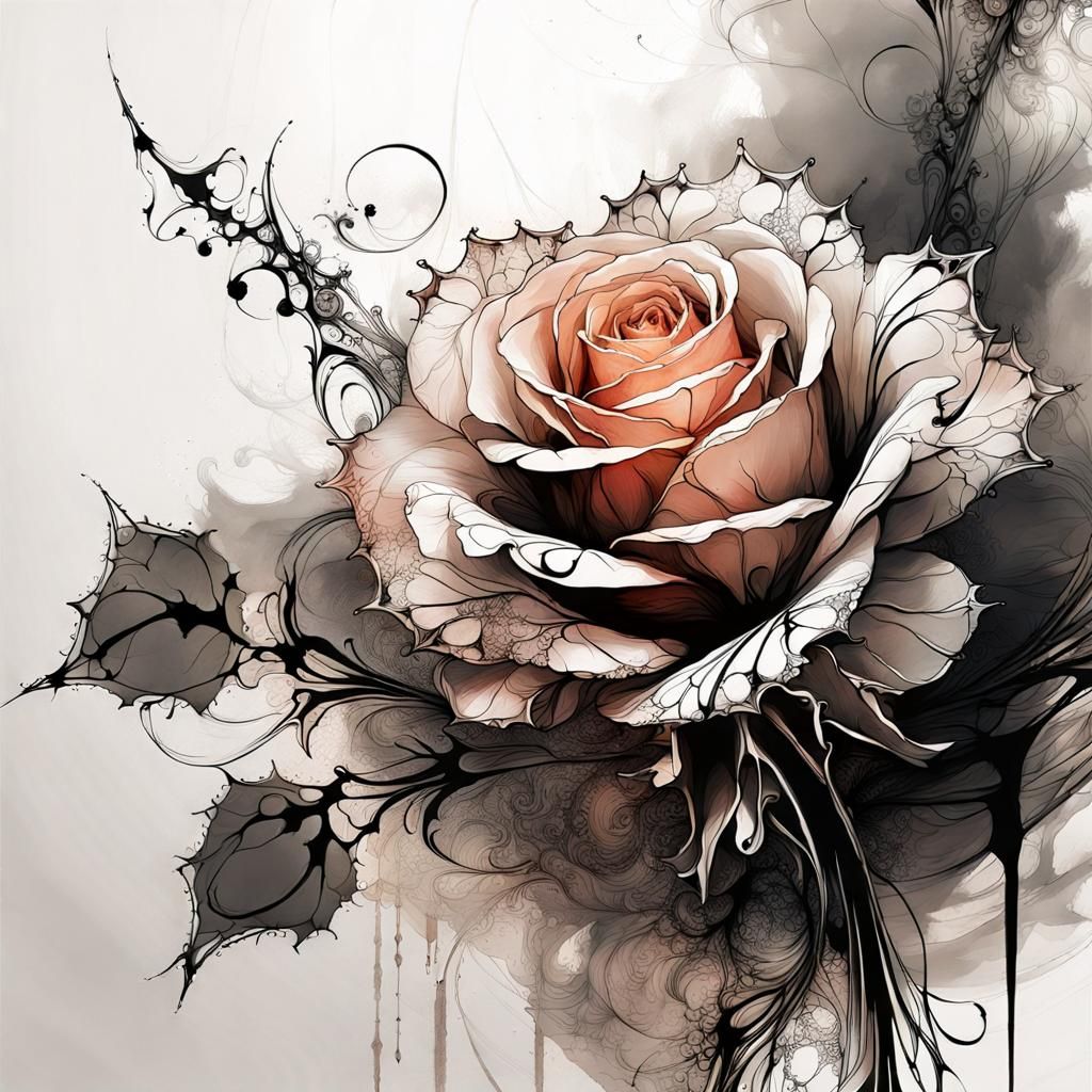 Rose ink art  by @Billybob Thornton