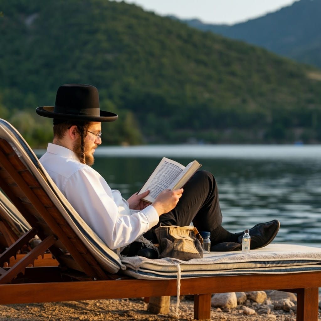 Orthodox Jewish Man's Peaceful Lakeside Vacation