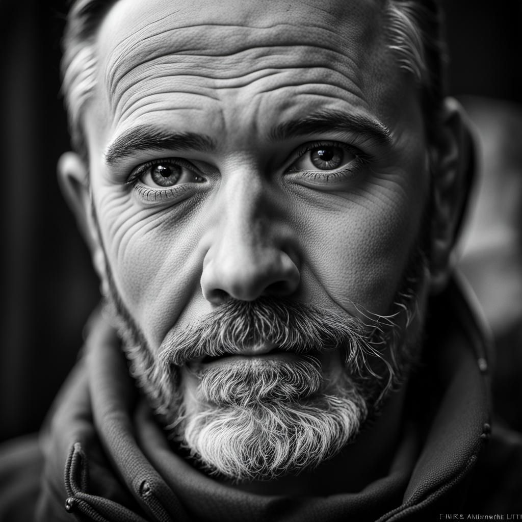 Bearded Man Portrait B&W