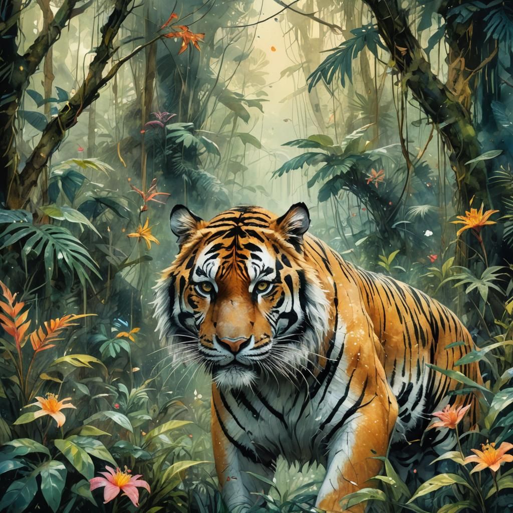 Tiger in the rainforest   by @Nina Camplin